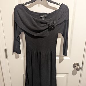White House Black Market Gray Fit and Flare Dress with Cowl Neck